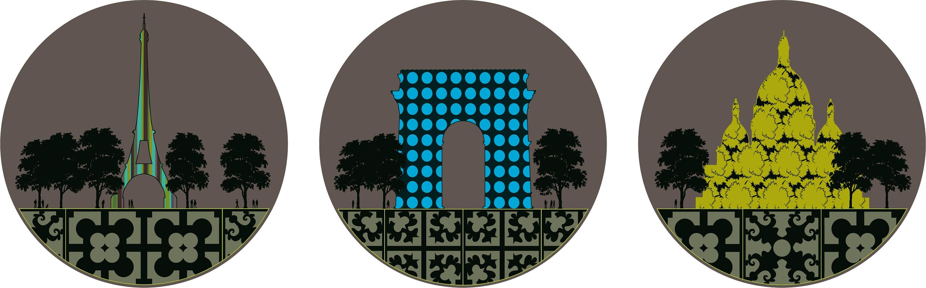 Paris Nuit - Diamètre 33 cm X 3