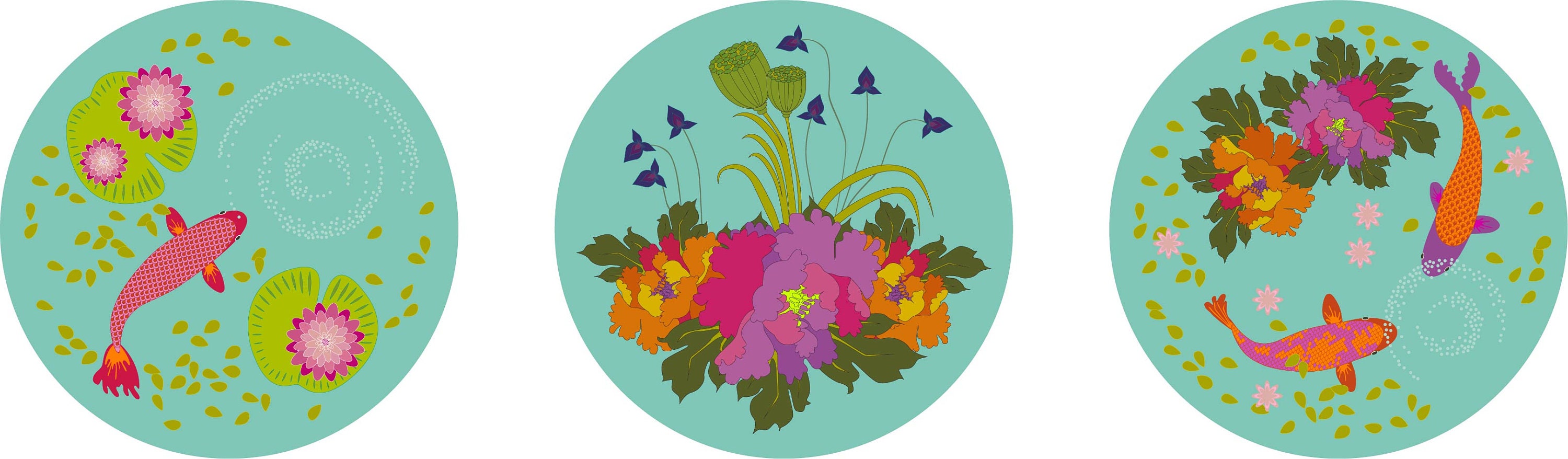 Koi 2 - Diamètre 33 cm X 3