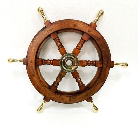 SHIP WHEEL WOODEN 18/"D ~ WOODEN SHIP WHEEL ~ PIRATE DECOR ~ NAUTICAL