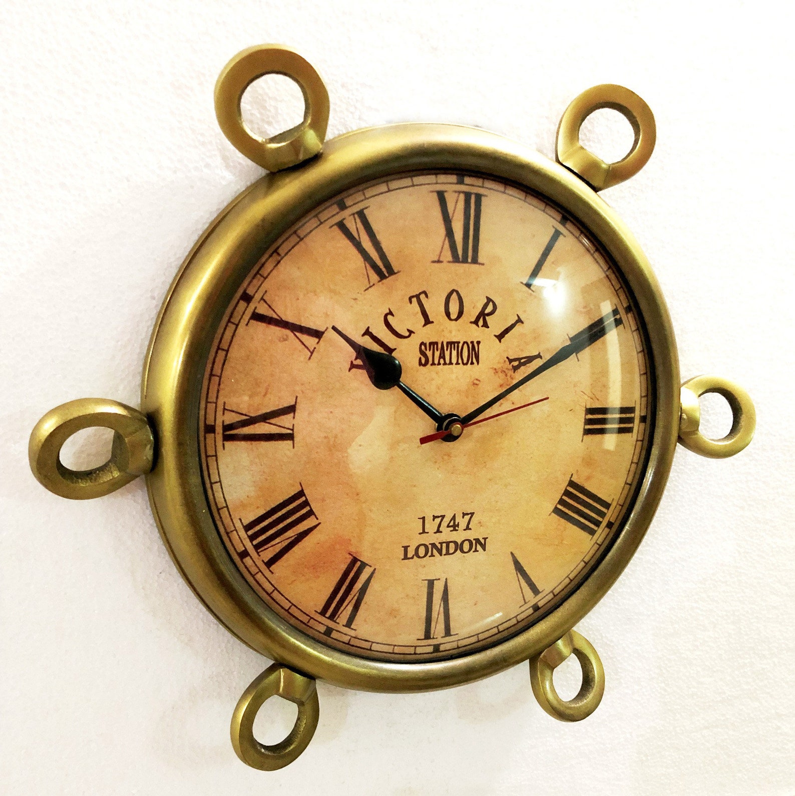 Antique Brown Marine Brass Clock 35 Cm Nautical Wall Hanging Etsy