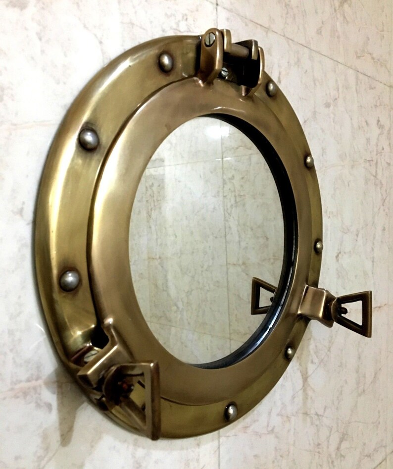 11 Mirror Porthole Antique Finish Wall Hanging Nautical Etsy