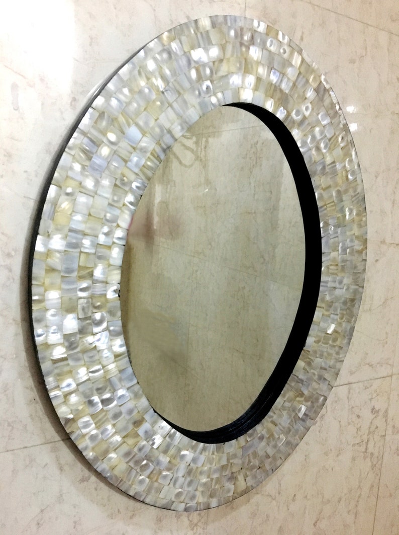 Wall Mirror Bedroom Mother of Pearl Inlay Oval Frame Etsy