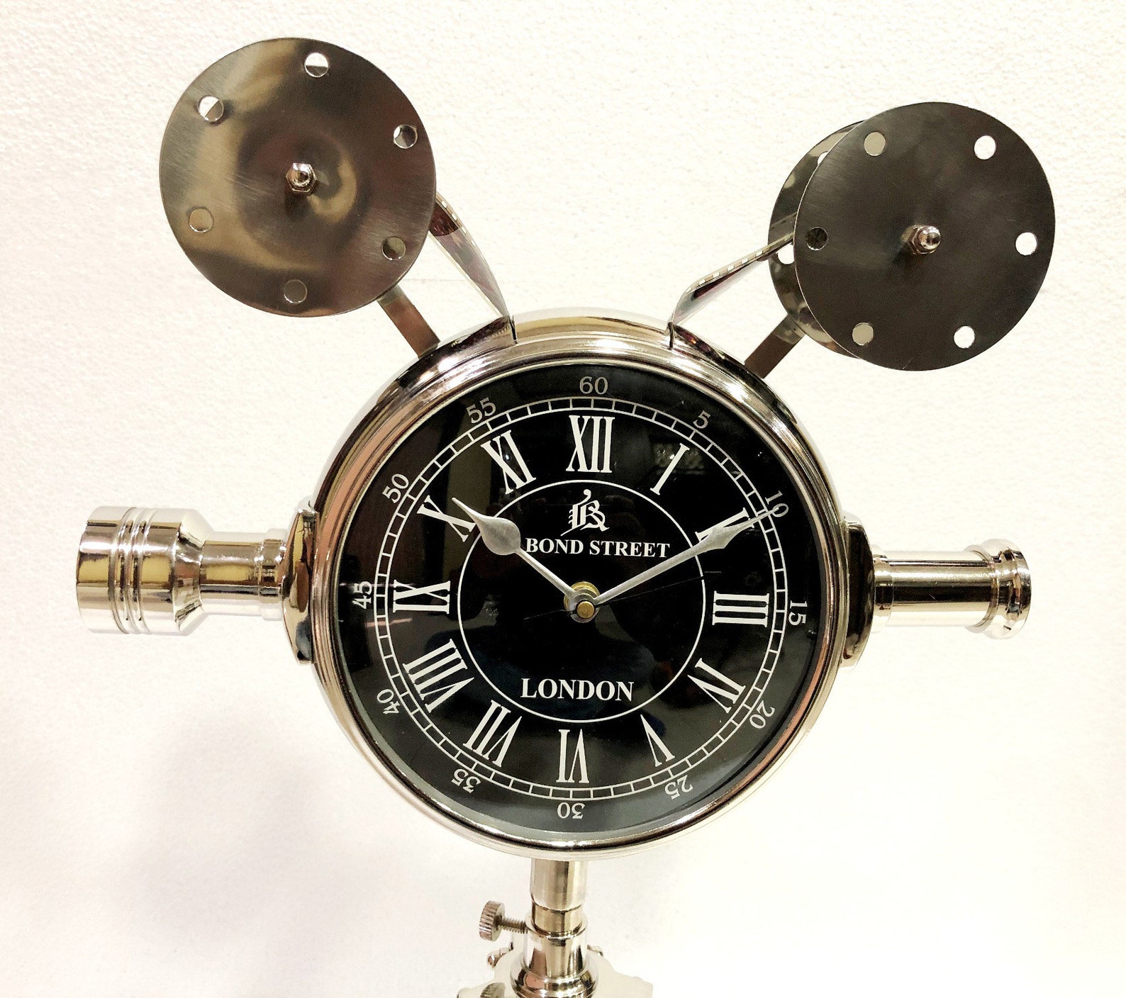 Antique Brass Table Wooden Stand Projector Clock Nautical Etsy