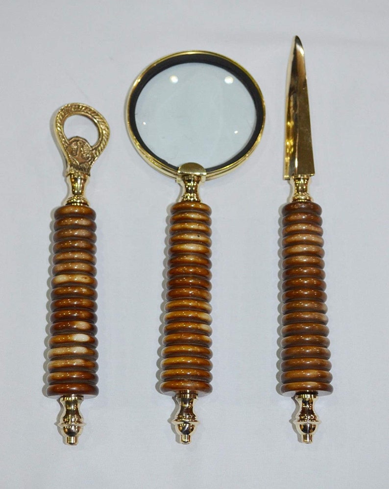 Table Decorative Brass Magnifying Glass Bottle & Letter Opener Etsy