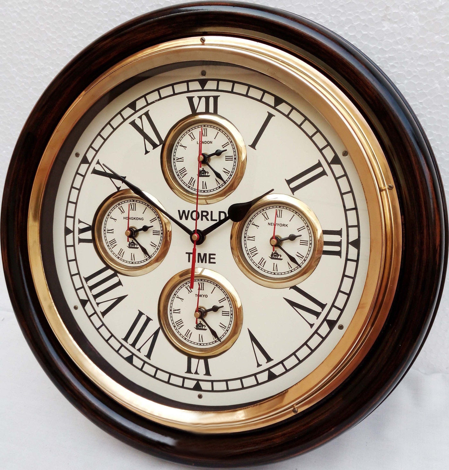 Vintage Stil Messing Holz Wanduhr Weltzeit Uhr Etsy