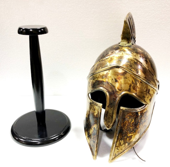 Medieval King Leonidas Greek 300 Spartan Armour Helmet+brass antique+WOOD STAND Medieval King Leonidas Greek 300 Spartan Armour Helmet+brass antique+WOOD STAND
