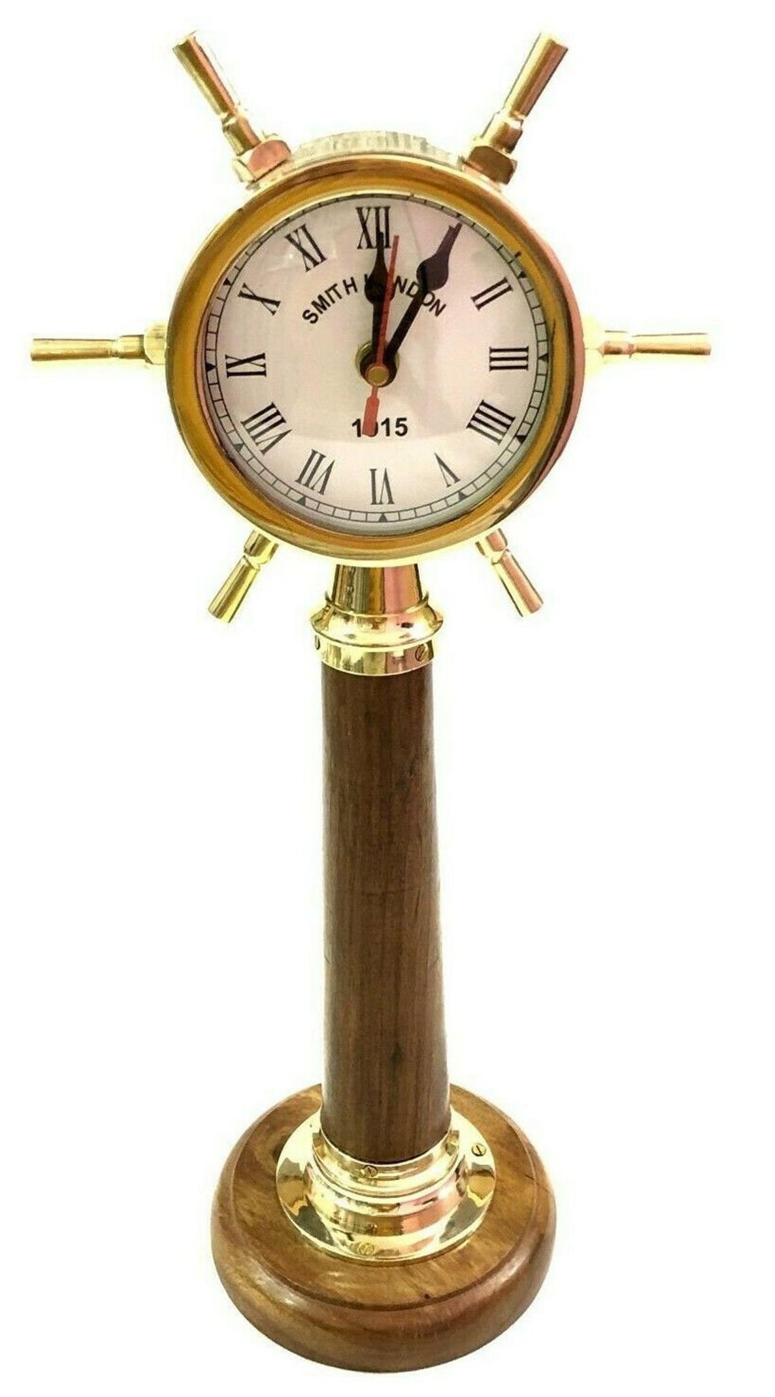 Nautical Brass Ship Wheel Stand Clock Nautical Style Maritime Etsy