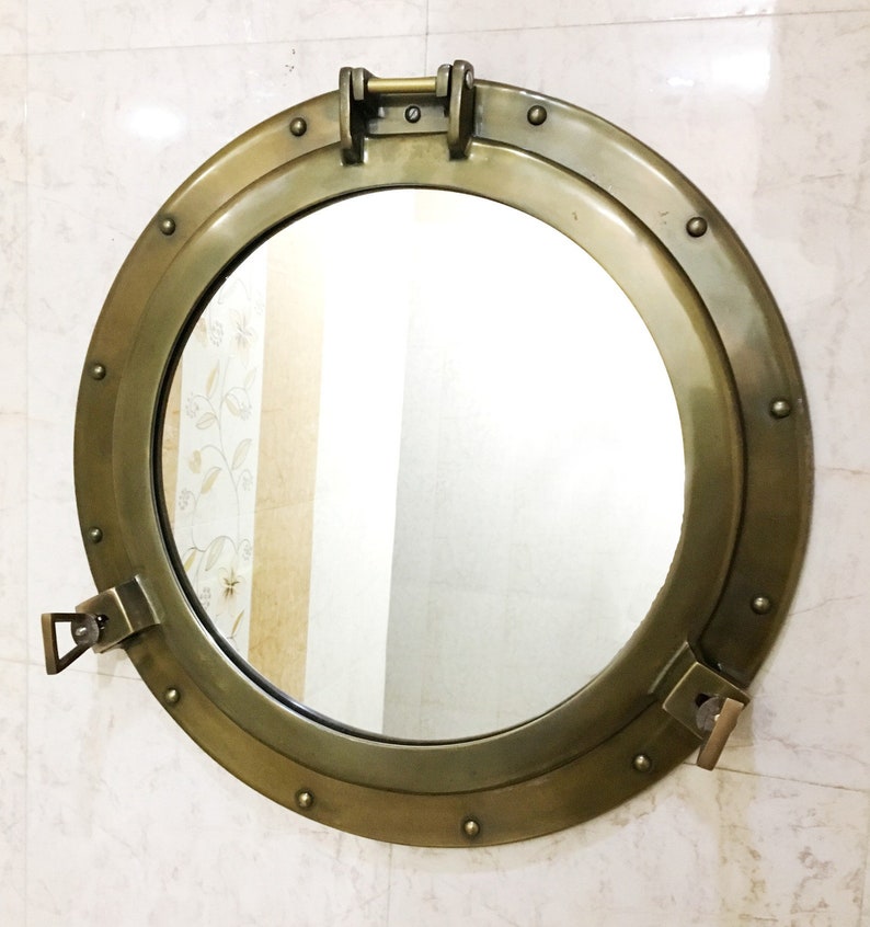 Maritime Brass Porthole Round Window Glass Nautical Boat Ship Porth Mirror 10/"