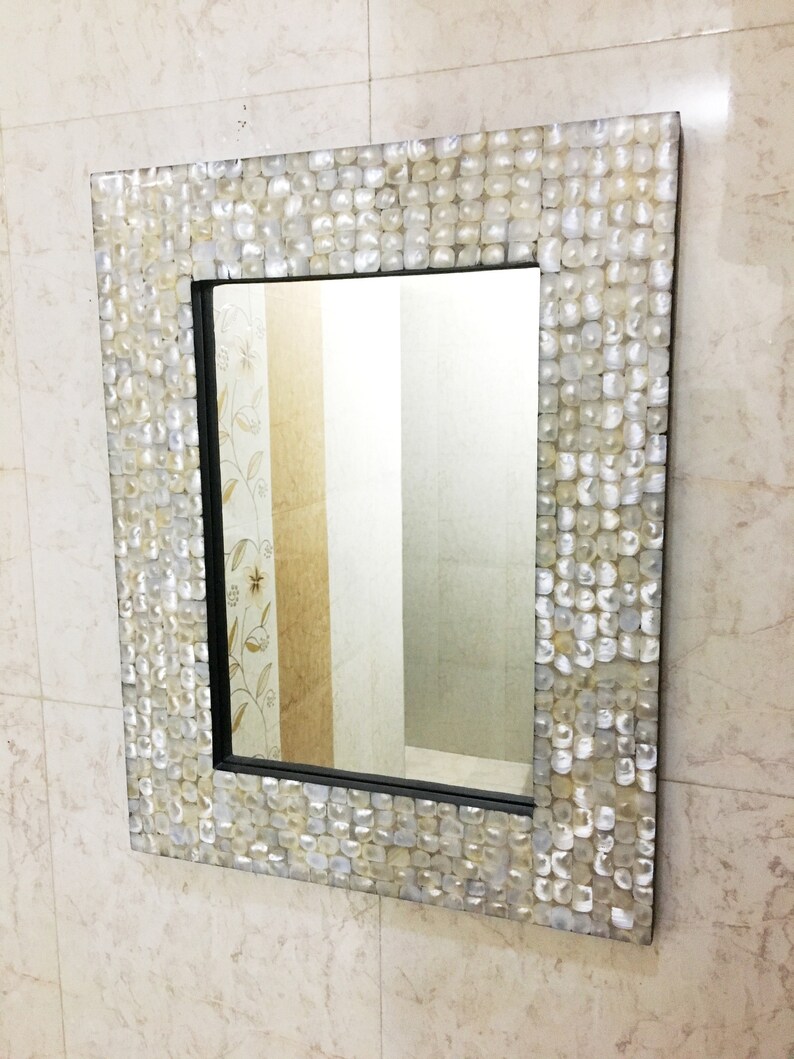 Mother of Pearl Inlay Rectangle Frame Mirror Bedroom Etsy
