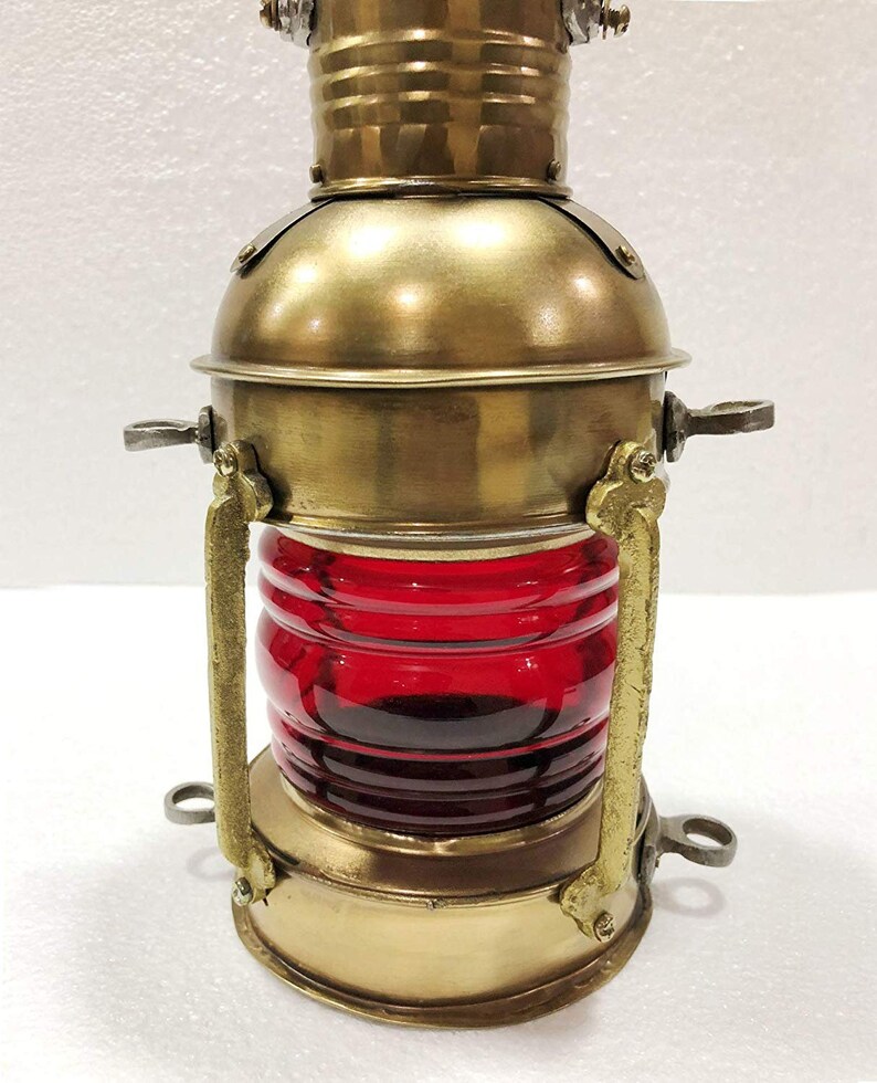Vintage Brass Electric RedGreen Lamp Maritime Ship Lantern Boat Light Home Decorative