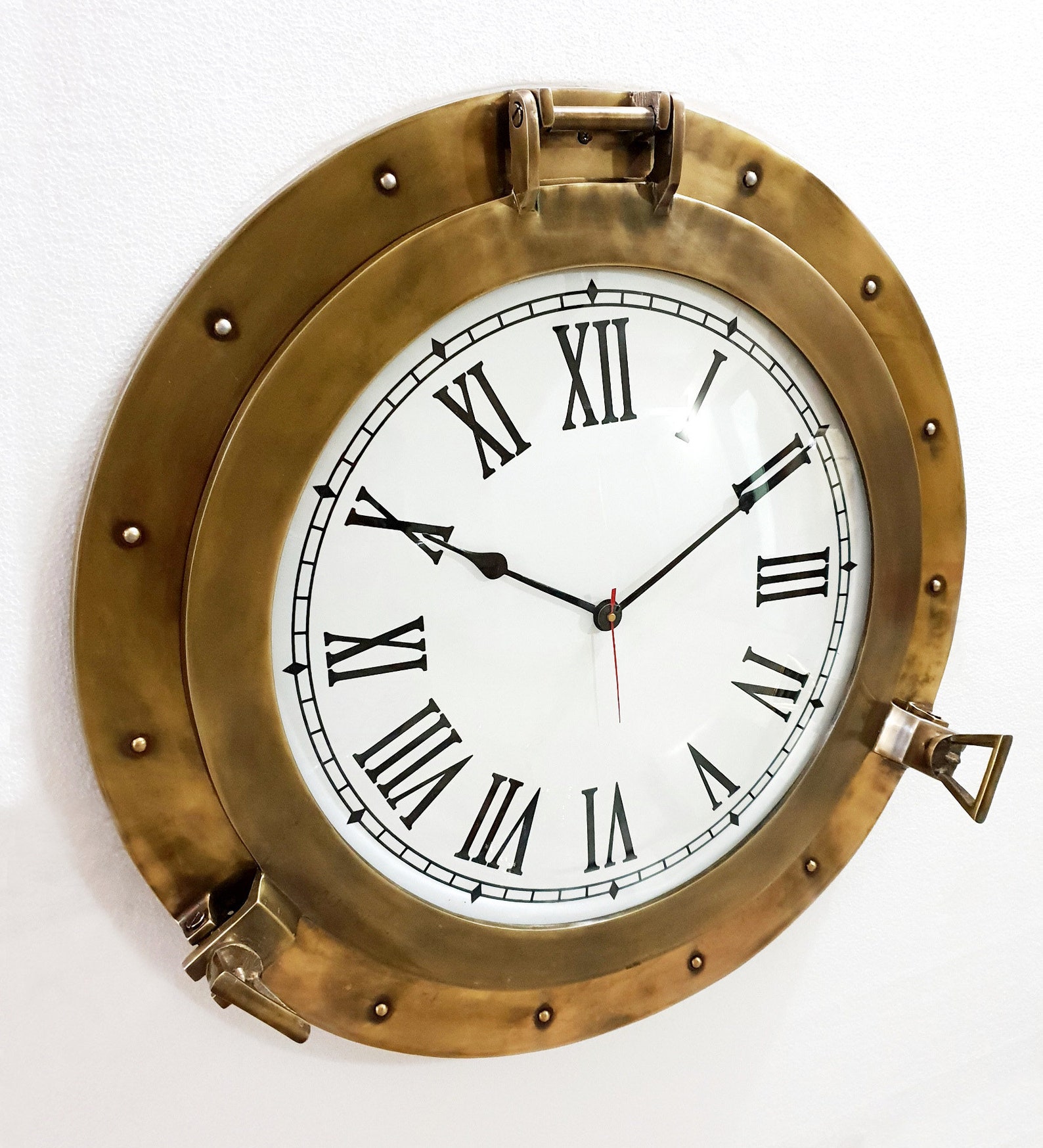 Antique Marine Brass Ship Porthole Clock 59.6 cm Nautical Wall Etsy