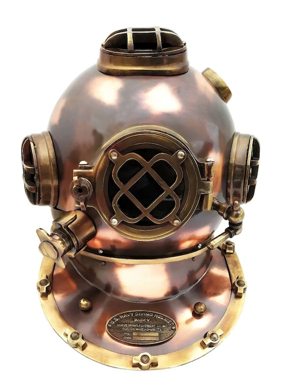 Antique Deep Sea Desk Decor U.S Navy Solid Brass Mini Diving Divers Helmet 6/'/'