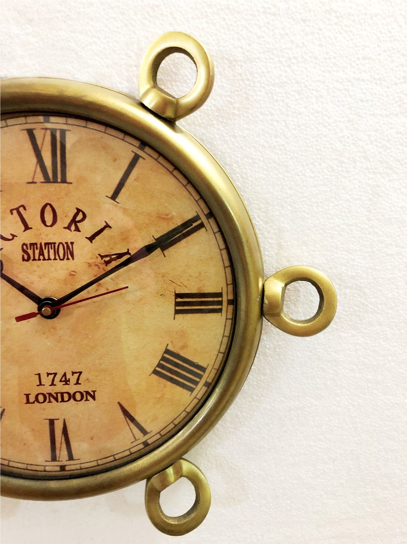 Antique Brown Marine Brass Clock 35 Cm Nautical Wall Hanging Etsy