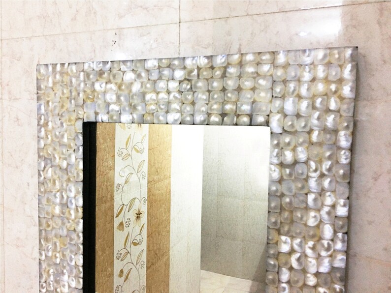 Mother of Pearl Inlay Rectangle Frame Mirror Bedroom Etsy