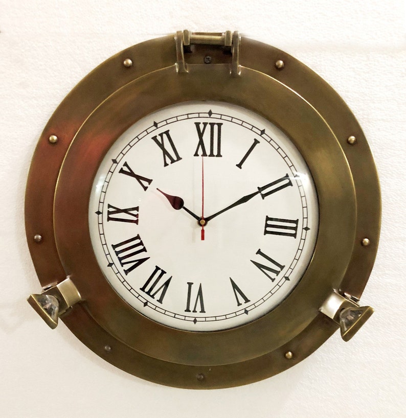 Vintage Navigation Marine Brass Ship Porthole Clock Etsy