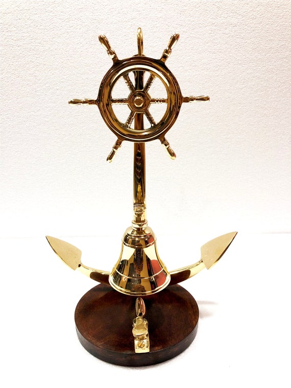 Vintage Service Bells Ship Wheel Brass Anchor Desk Bell Decor Etsy