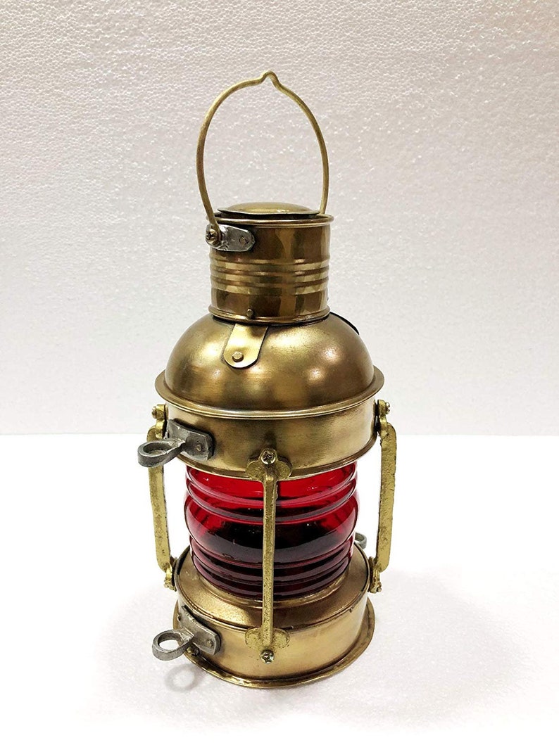 Vintage Brass Electric RedGreen Lamp Maritime Ship Lantern Boat Light Home Decorative