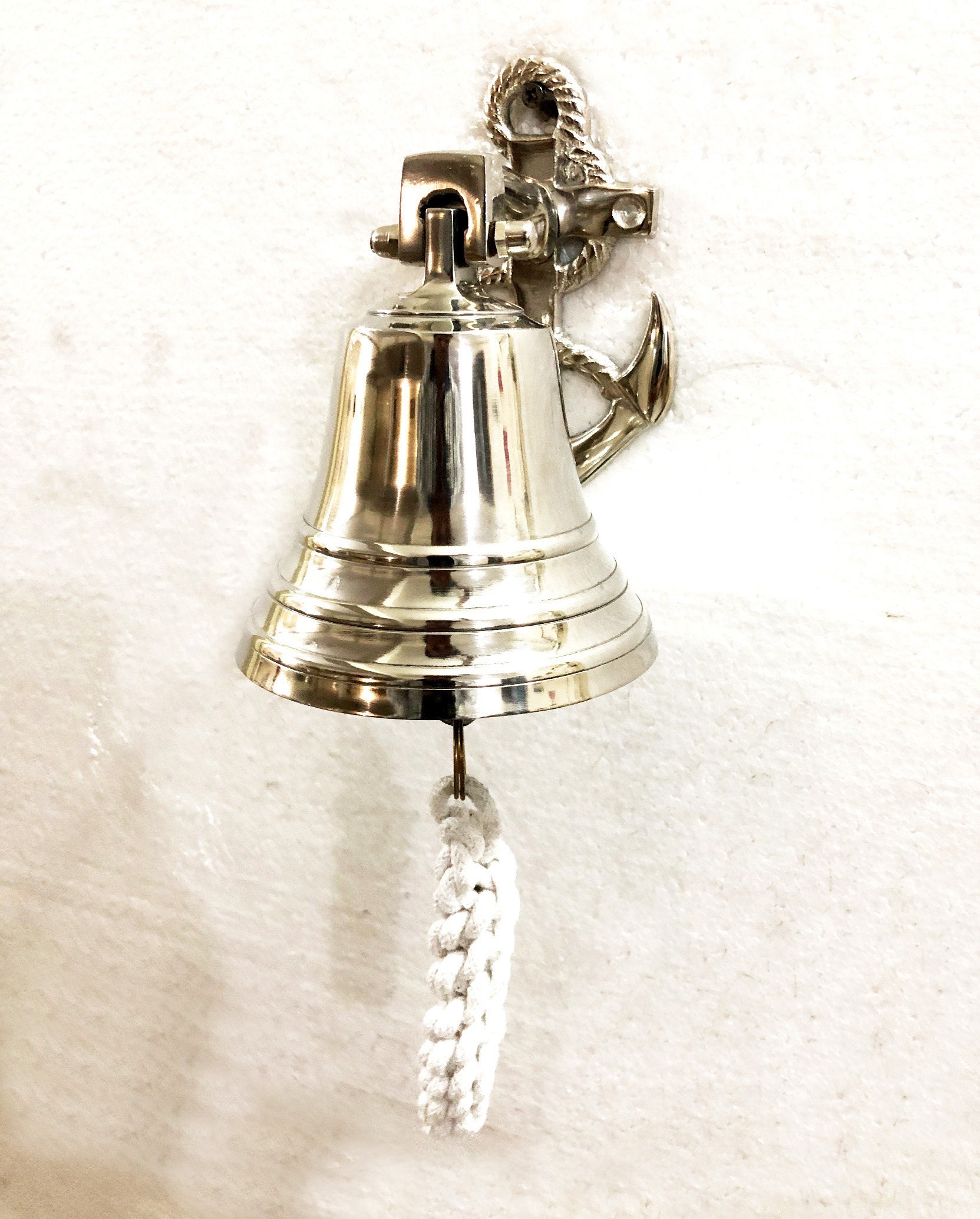 Solid Brass Chrome Finish Ship's Bell 6" Nautical Maritime Hanging Wall Decor