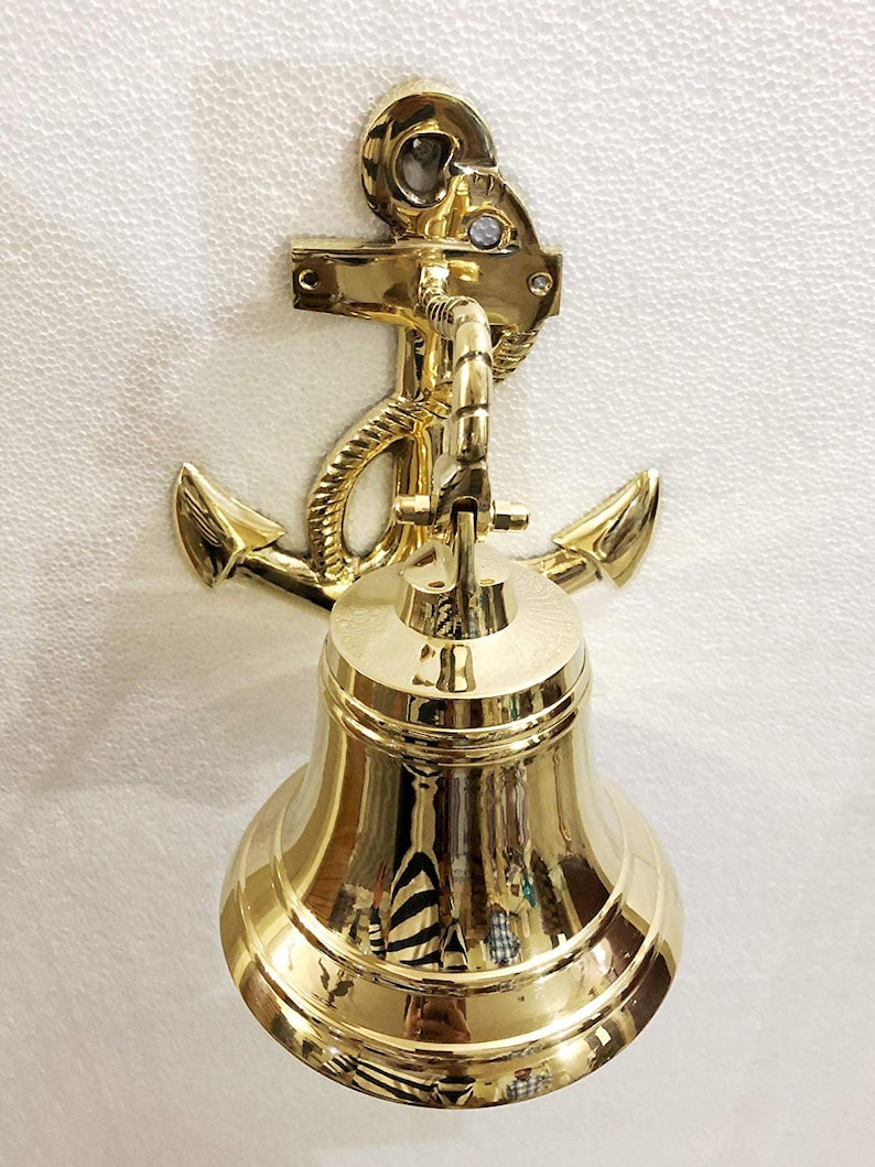 Antique 6 Solid Brass Anchor Ship Bell Ring Home Kitchen Etsy