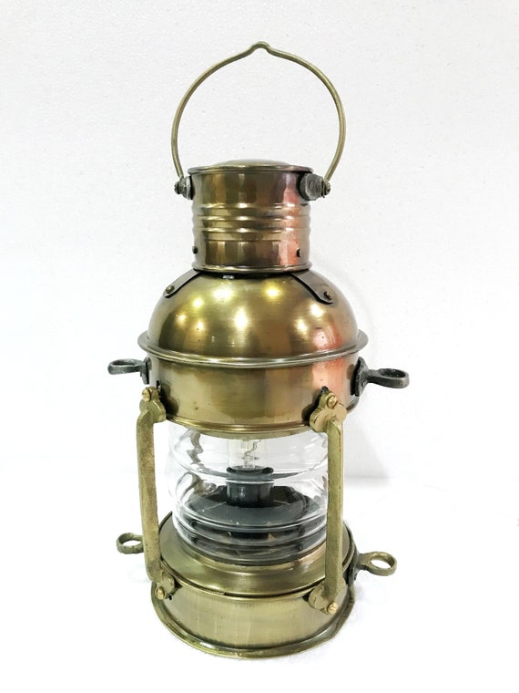Vintage Brass Electric RedGreen Lamp Maritime Ship Lantern Boat Light Home Decorative