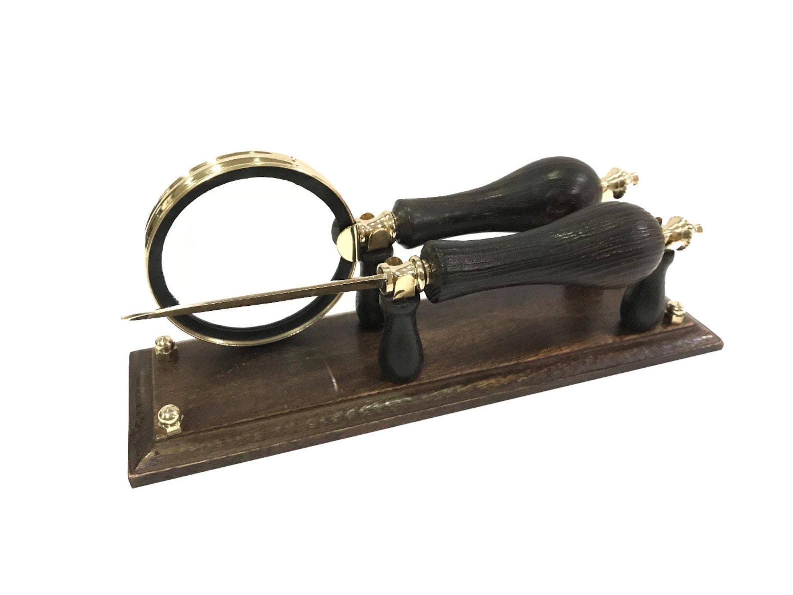 Decorative Brass Magnifying Glass & Letter Opener on Stand Etsy