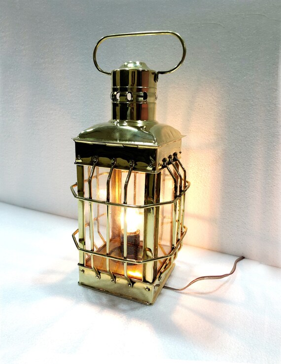 Vintage Brass Electric RedGreen Lamp Maritime Ship Lantern Boat Light Home Decorative