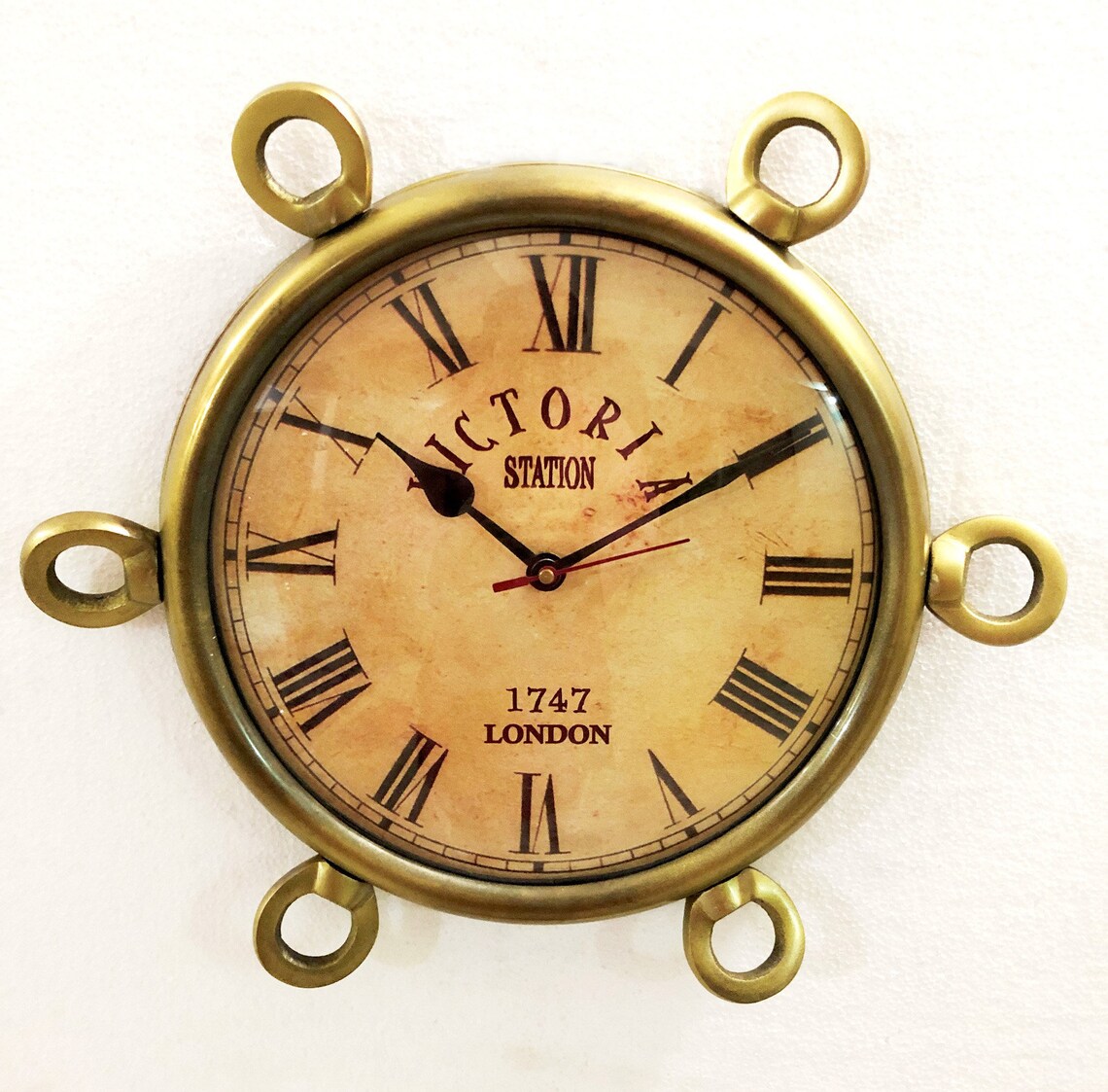 Antique Brown Marine Brass Clock 35 Cm Nautical Wall Hanging Etsy