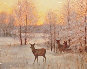 Serviette /'Rehe im Winter/'