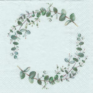 20 napkins cocktail communion confirmation eucalyptus branch green