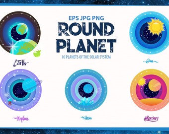 Items Similar To Planets Of The Solar System Space Gold Clipart