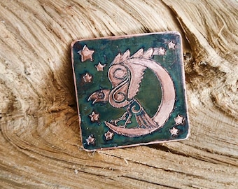 Silver Plate Engraved Viking Raven Brooch Badge Pin Right Facing