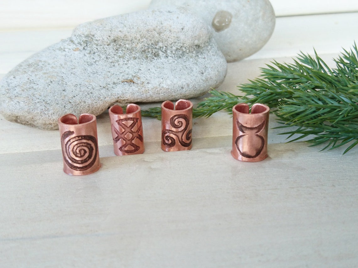 Celtic Hair Beads Set of 4 Copper Dreadlock Beads Viking Etsy