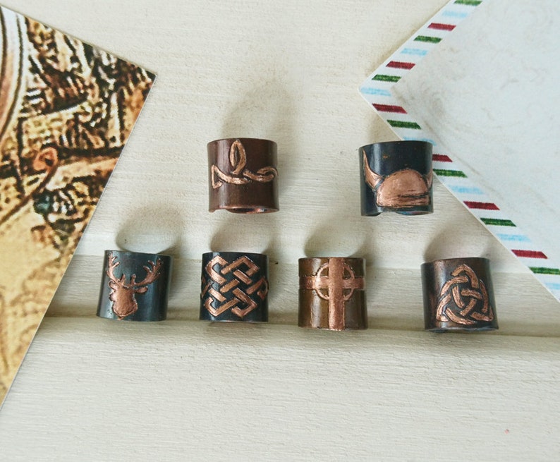 Celtic hair beads set 4. Viking hair ornament. Pagan hair Etsy