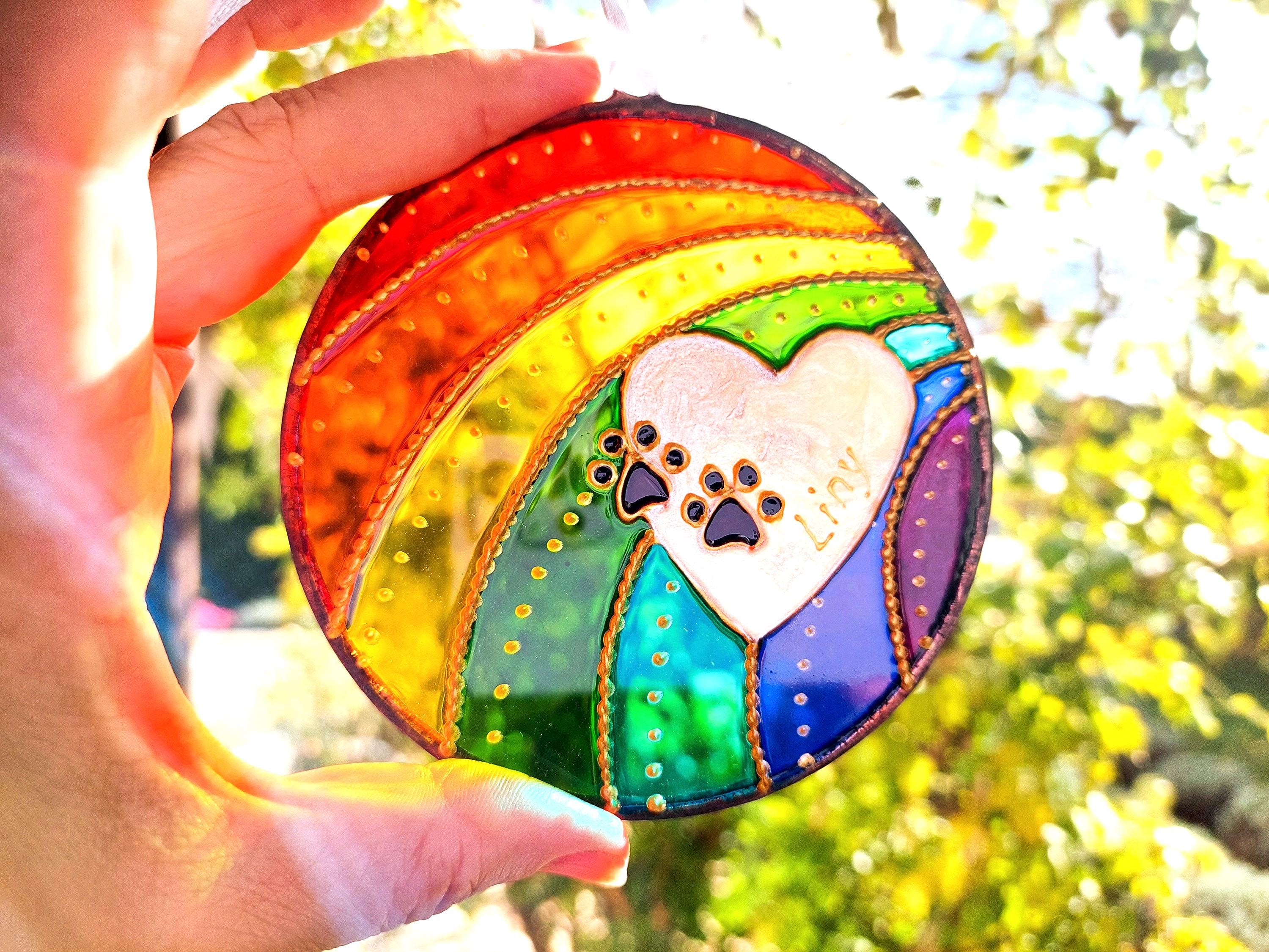Stained Glass Paw Print Suncatcher, Personalized Pet Memorial Gift, Dog ...