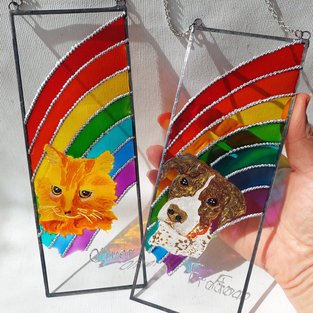 Personalized Pet Portrait. Loss Gift. Rainbow Dog Memorial. Custom Pet