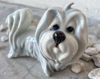 Signed and Numbered Vintage Guido Cacciapuoti Lhasa Apso/Maltese Dog Figurine