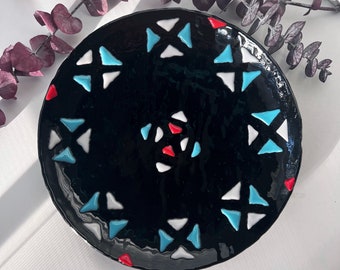 Vintage Fused Glass Southwestern Pattern Plate