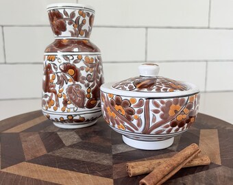 Theofilos Rhodes Greece 1960s Vintage Ceramic Cream and Sugar Set