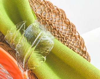Delicate Glass Feather Napkin Rings