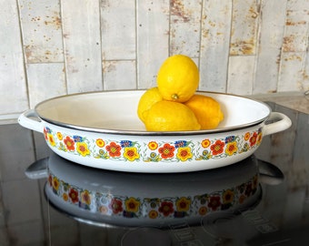 Vintage Crowning Touch Porcelain Enamel Roasting Pan