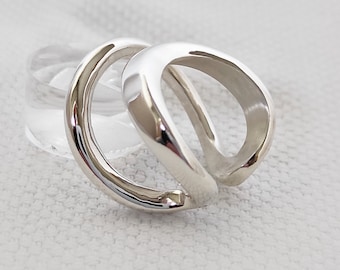 Split band silver ring, Sterling silver statement ring | Nekes Jewelry