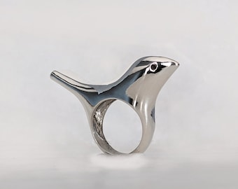 Silver bird ring, Minimalist sterling silver bird ring | Nekes Jewelry