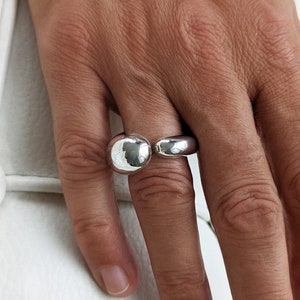Modern chunky ring, Sterling silver ring, Large statement ring, Timeless fashion ring, Asymmetrical  minimalist ring, Elegant open ring
