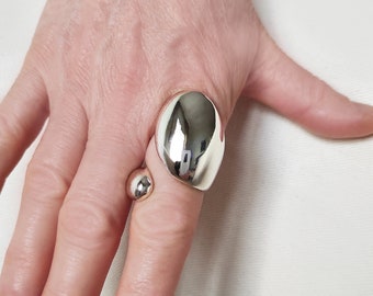 Ovaler Ring, Sterling Silber Ring, Moderne Statement Ring, Chunky Mode Ring, Zeitgenössischen Silber Ring