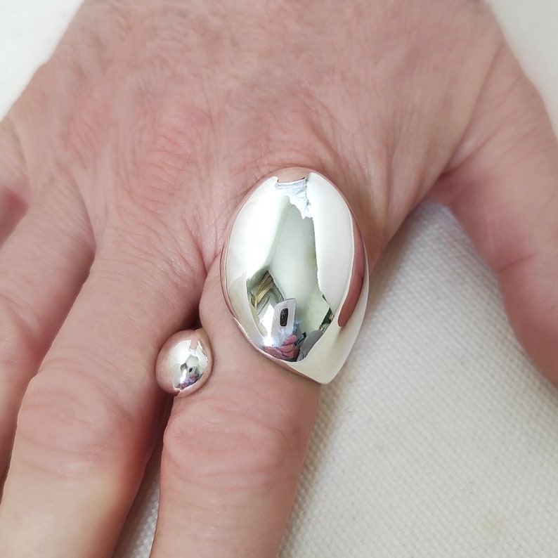 The Oval Ring Sterling Silver Ring Modern Statement Ring Etsy