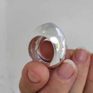 Dome ring, Sterling silver statement dome ring, Chunky dome ring, Elegant futuristic dome ring, Wide dome ring