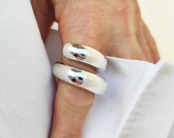 Silver chunky ring, Modern statement ring, Sterling silver ring, Wrap around ring, Large minimalist fashion ring, Chunky open ring