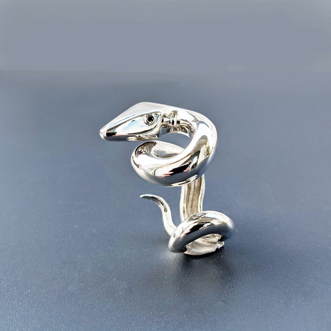Anello Forma Da Serpente con Occhi Smeraldo E Cristallo Bianco