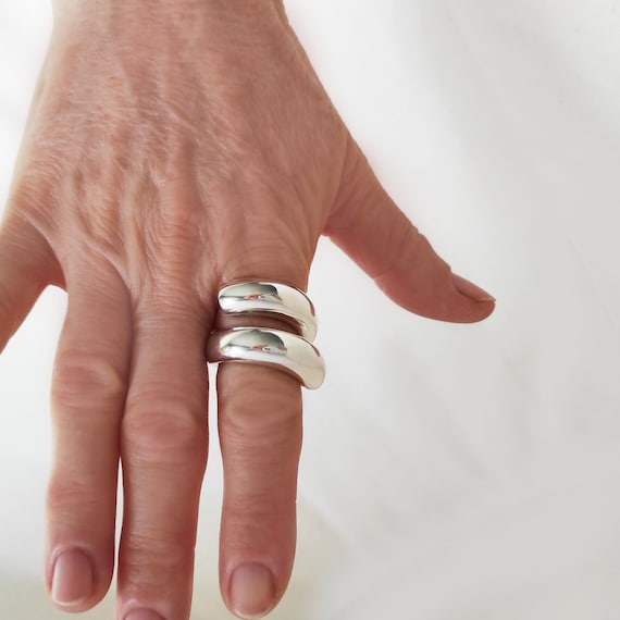 Silver Chunky Ring, Modern Statement Ring, Sterling Silver