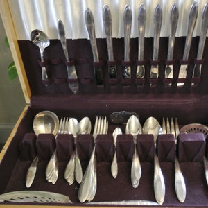 SilverPlate Flatware Set by Nobility Pattern: REVERIE-Eight 5 Piece Place Settings plus Extras 55 pieces total